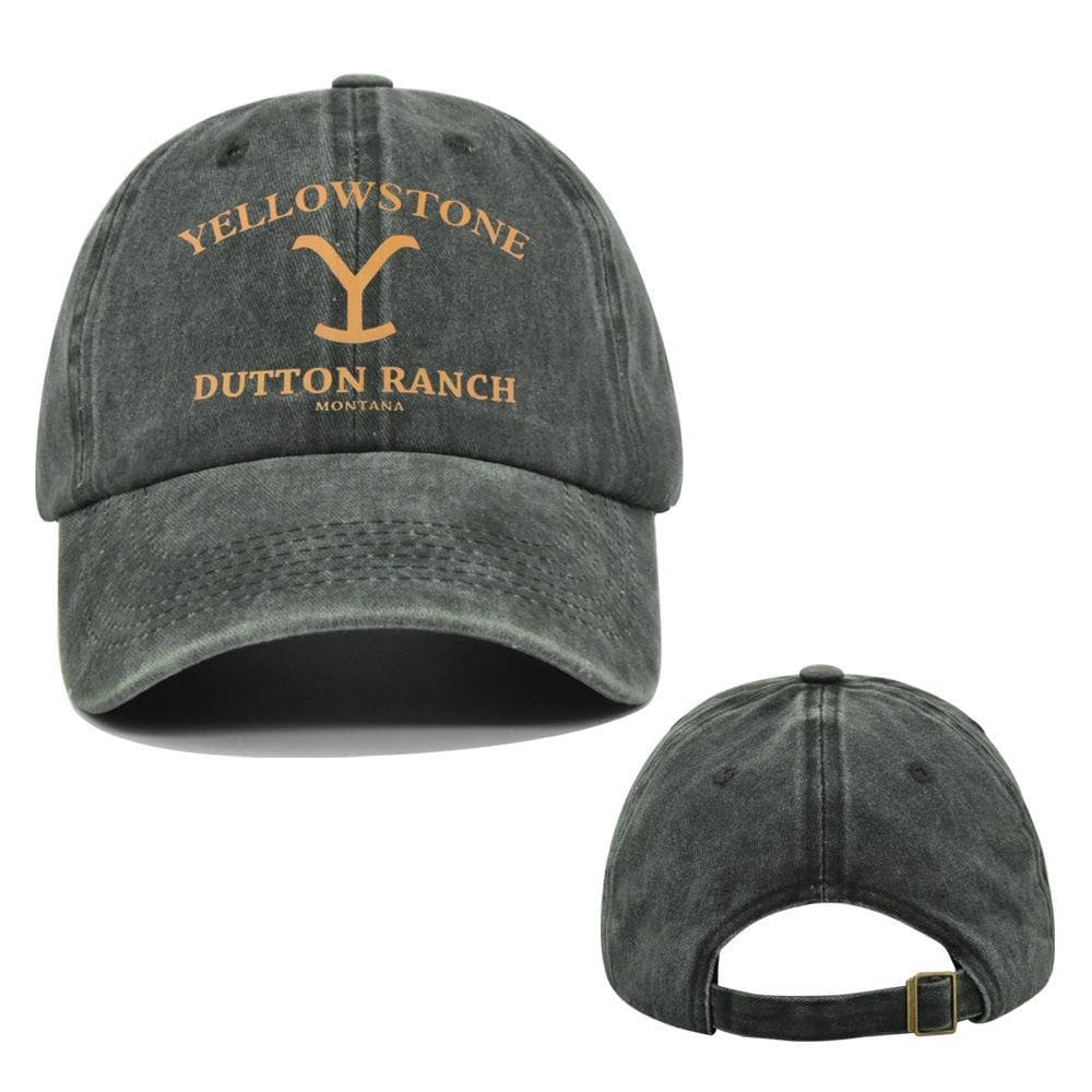 Yellowstone Dutton Ranch Baseball Cap Vintage Washed Sports Hat Distressed UV Protection Hat Unisex Snapback Hat Visors green