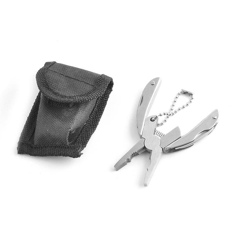 Outdoor Mini Folding Muilti-functional Plier Clamp Keychain Outdoor Hiking Tool Pocket Multitools Knife silver