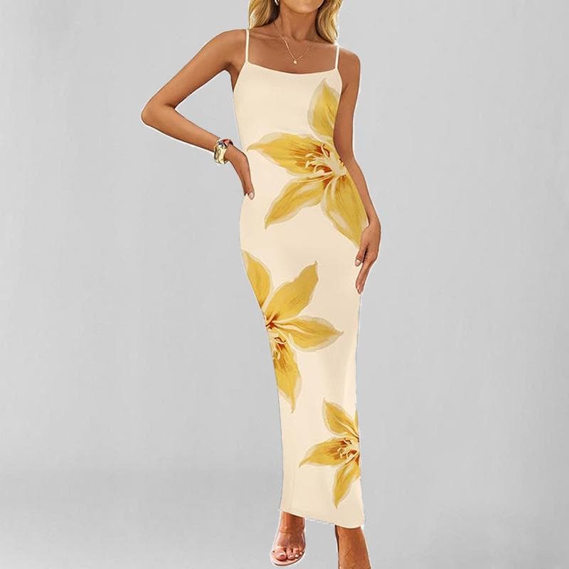 New Spring Style Stylish and Elegant Printed Temperament Sleeveless Suspender Dress M