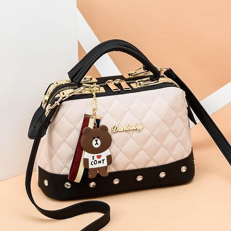 SCIONE New Single Shoulder Oblique Cross Women Bag Fashion Women Bag Small Square Bag 25cm*13cm*22cm white