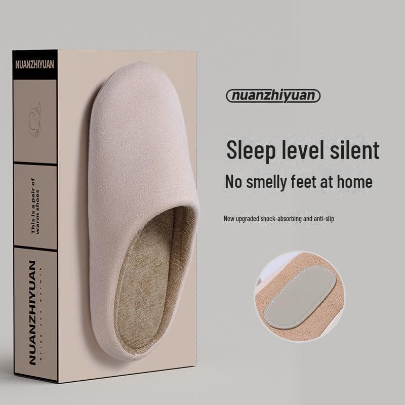 Japanese Style Silent Indoor Cotton Slippers: Winter Non-Slip Soft Bottom for Men & Women XXL (Fits 44/45)