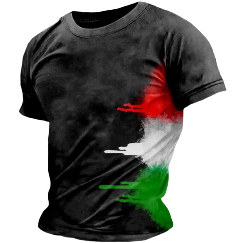 Summer Casual Italy Flag Print Men's T-shirts Polyester O-Neck Short Sleeve Pure Color Tee Shirt Breathable Top Men Clothing 3XL XL