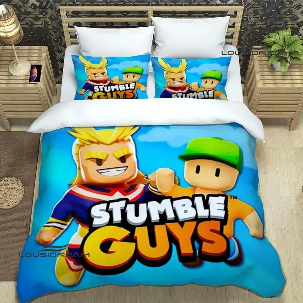 3D Game Cartoon Stumble-guys Bedding Sets Exquisite Bed Supplies Set Duvet Cover Comforter Set Bed 70x133cm 2pcs