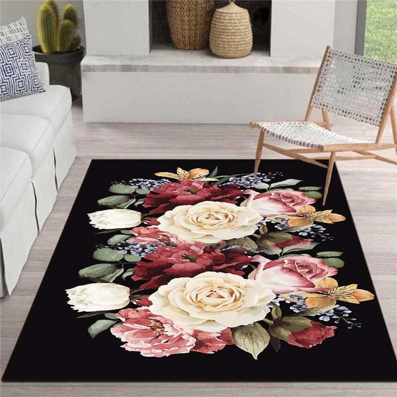 1Pcs Anti Fatigue Kitchen Rugs Romantic Roses Print Waterproof Non-Slip Thick Cushioned Kitchen Mat Heavy Duty Comfort Standing Mat for Kitchen 50*80cm