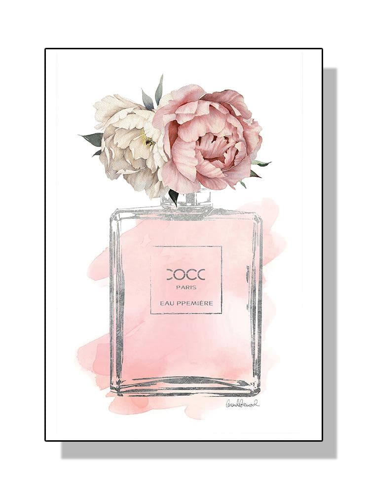 Fashion Luxury Coco Perfume Bottle Canvas Painting Nordic Flower Poster Print Wall Picture Modern Girl Room Decor Quadro Cuadros 40x60cm No Frame