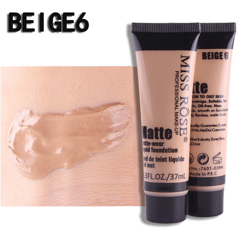 MISS ROSE 37ml/pc Exquisite Girl Concealer Foundation Long Lasting Foundations & Concealers Natural Translucent Large Capacity Portable Makeup Base Beige6