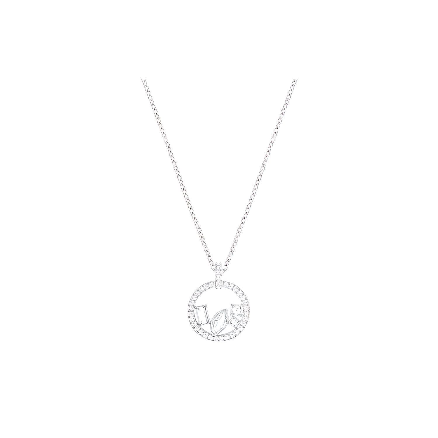 Swarovski Round Ring Necklace Women necklace Plated-White-Gold 5351322 White Gold-Plated