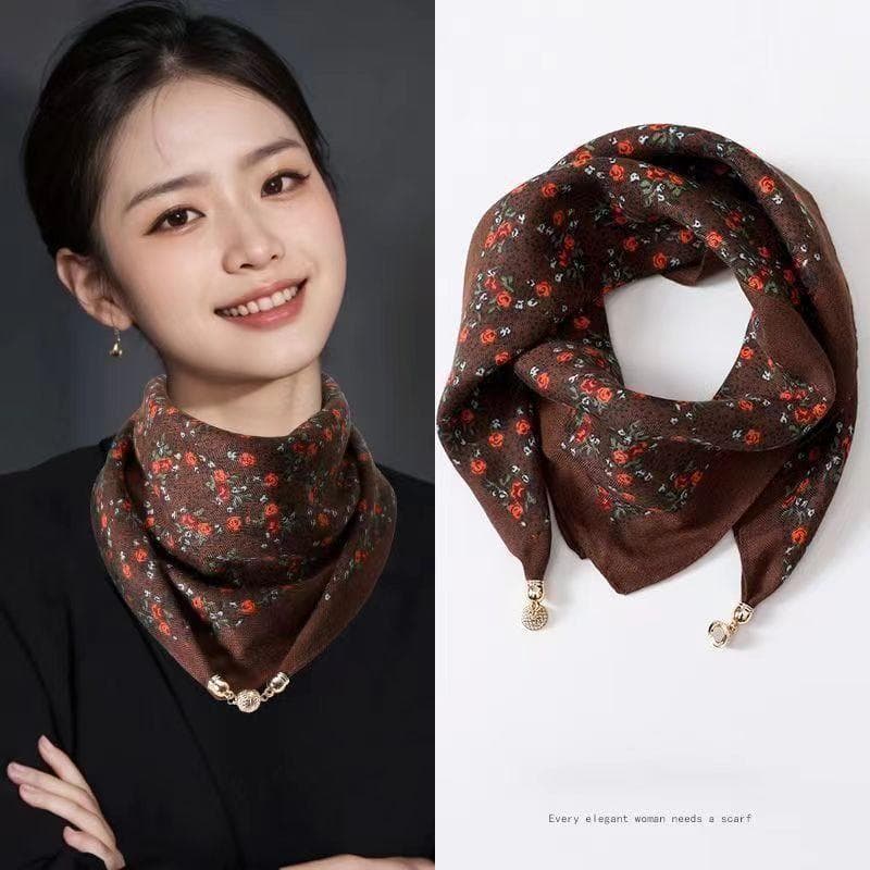High-End Women's Magnetic Triangle Scarf for Autumn/Winter In Cotton & Linen