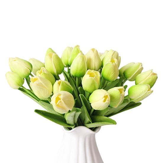 Blooming Bouquet 10Pcs/Set Faux Tulip Flowers Gift Photograph Prop Homen Decor green