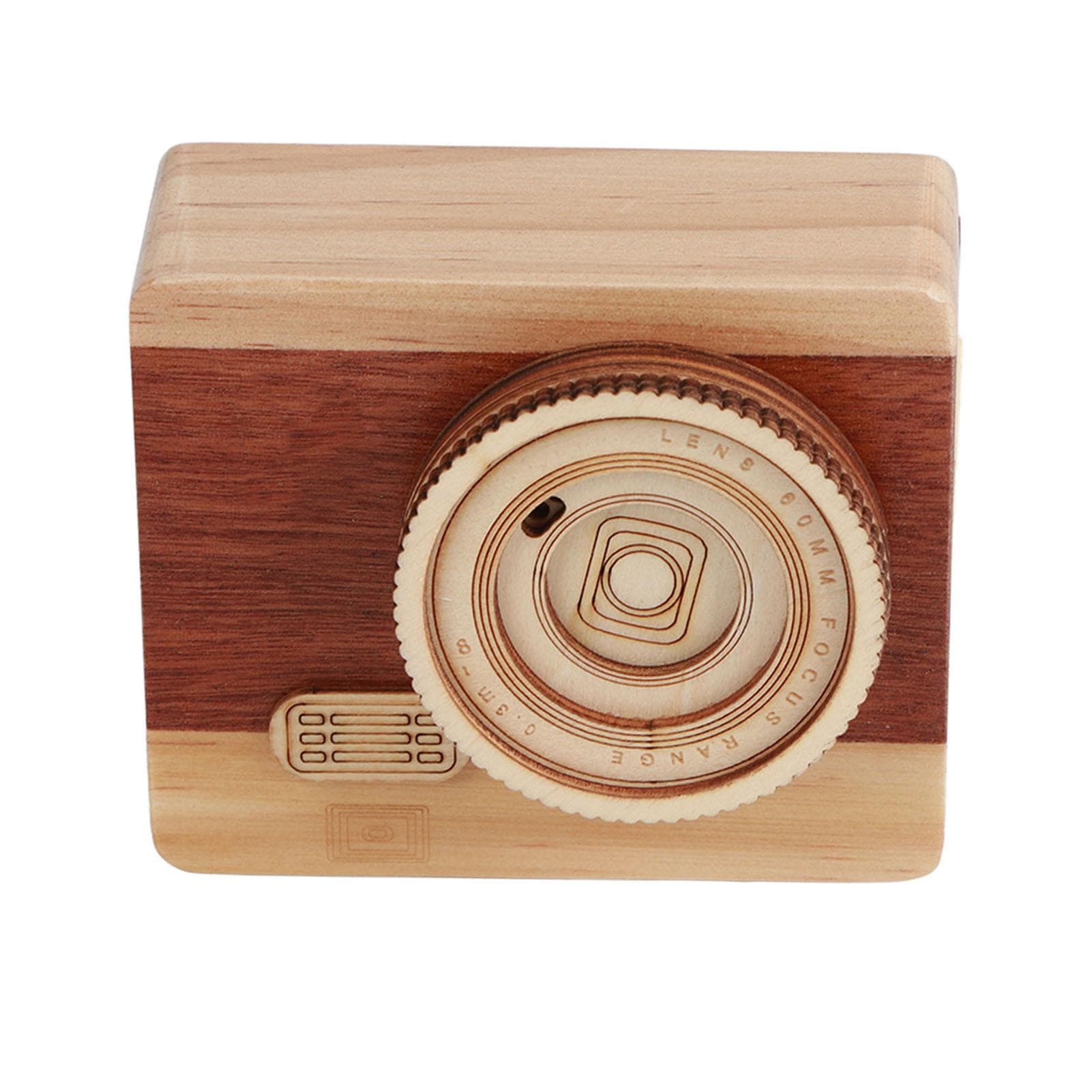 Wooden Camera Shape Music Box Retro Camera Design Classical Melody Music Box for Birthday Gift Home