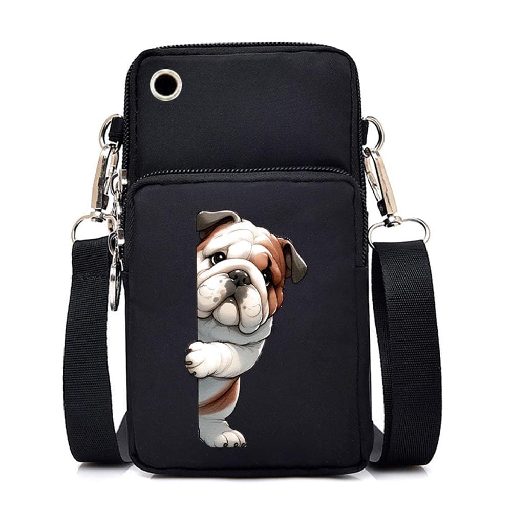Mobile Phone Bag Funny Anime Dog Print Shoulder Messenger Bag Women Men Coin Purse Handbag Animal Lover Small Crossbody Bag