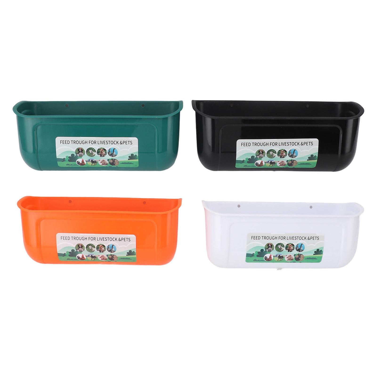 4Pcs Feed Trough Large Capacity Fence Hanging PP Plastic for Livestock Goats Pets Chicken Feeder