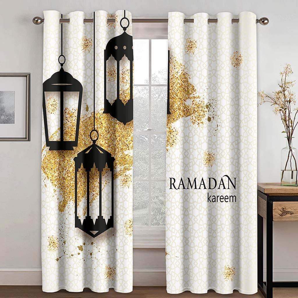 Ramadan Muslim Bohemian Festival Modern Curtains for Living Room Luxury Window Treatments Bedroom Kitchen Curtains Drapes 100W160H(CM)40x63in&Grommet Top
