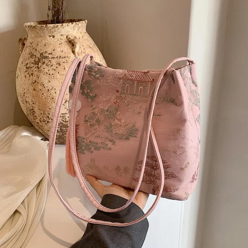 Fashion New Embroidery Chinese Style Shoulder Bags High Quality Silk Jacquard Fashion Simplicity Handbags