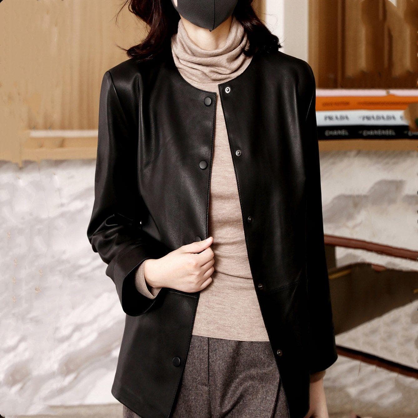 New Autumn and Winter PU Leather Jacket for Women, Slim Plus Velvet Large-size Casual Jacket XXL