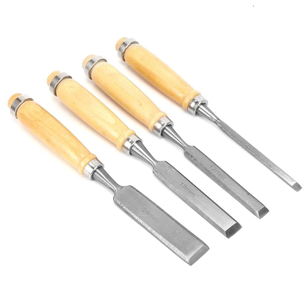 4pcs Woodworking Carving Knife Chisel Wooden Handle Engraving Tool Set