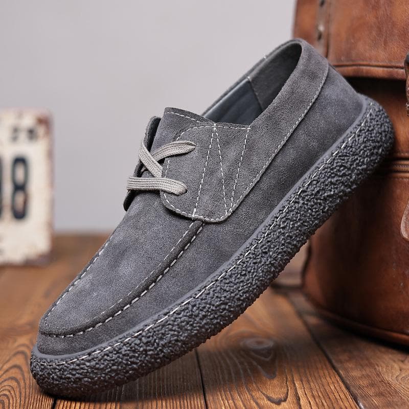 Spring Trendy Shoes Low Top Casual Leather Shoes Men's Genuine Leather British All-match Suede Men's Shoes Retro Korean Style Suede Sneakers 44