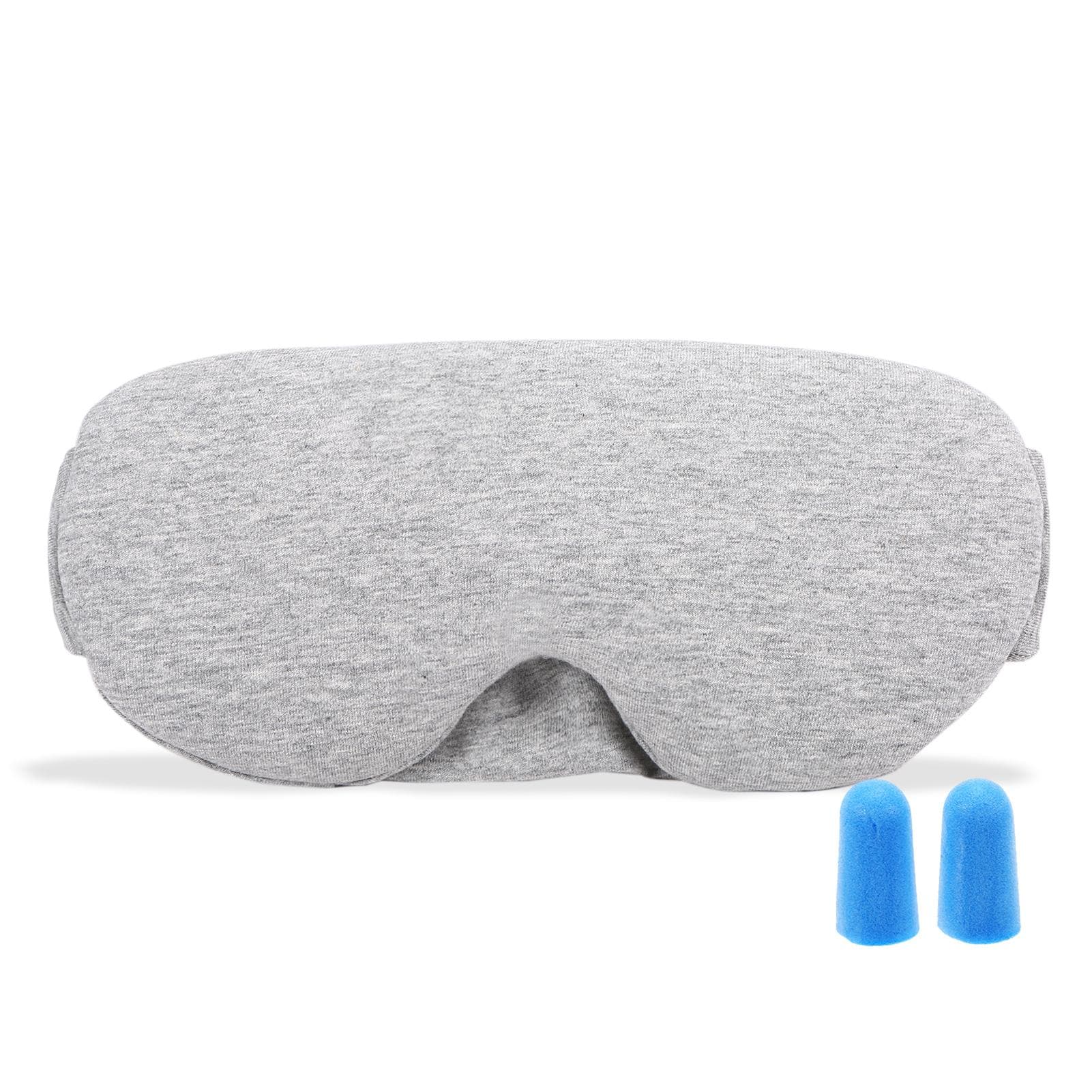 Cotton Sleep Eye Mask Light Blocking Sleep Mask Soft Eye Blindfold Eye Shade Cover for Sleep Travel light grey