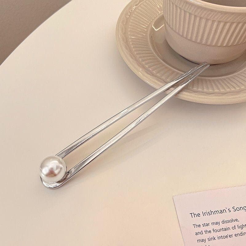 Imitation Pearl Hairpins for Women Girls Elegant Hair Clips Metal U-shaped Hairpins Hairstyle Design Tools black