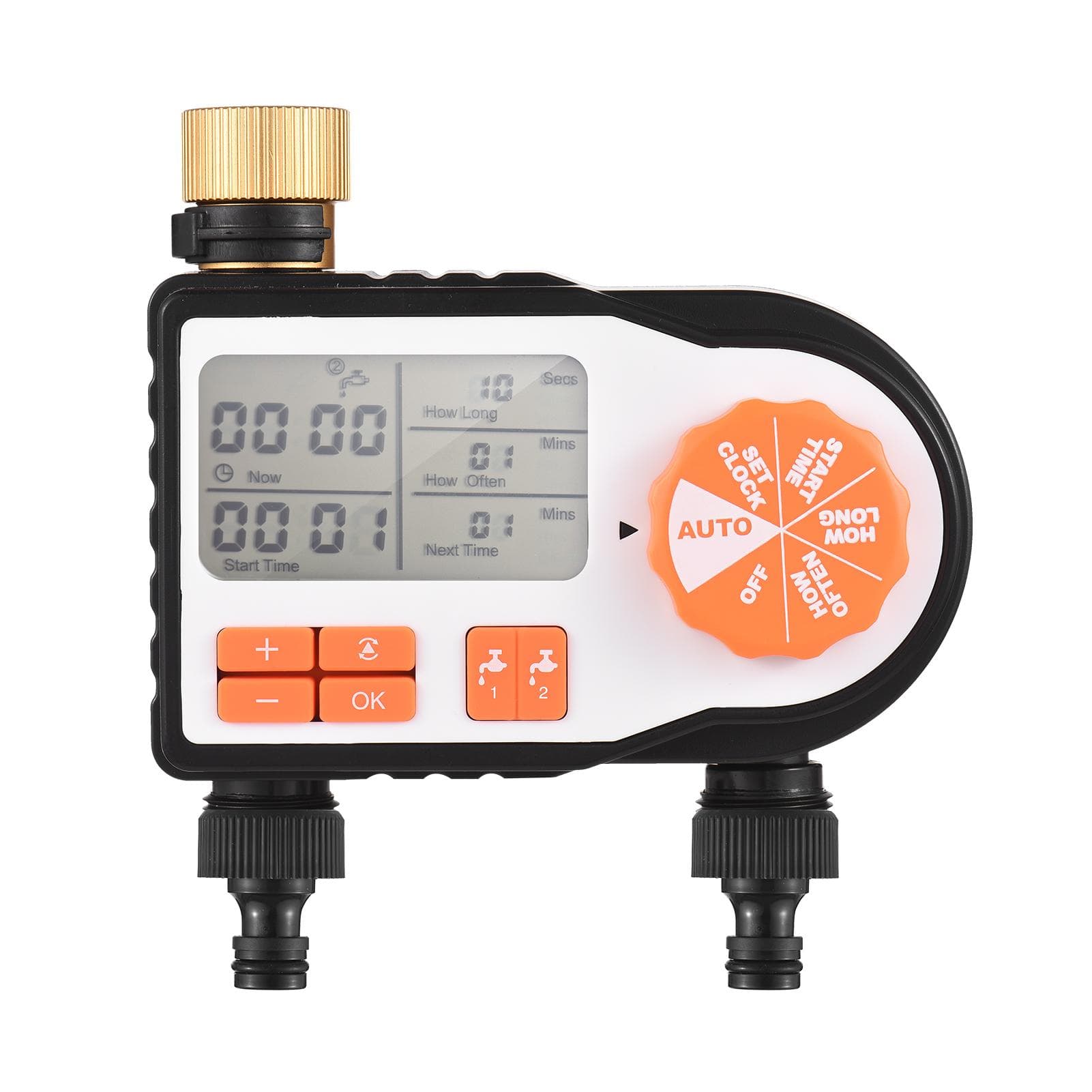 Digital Automatic Watering Timer with 2 Hose Connectors Programmed Garden Irrigation Timer Faucet EU orange