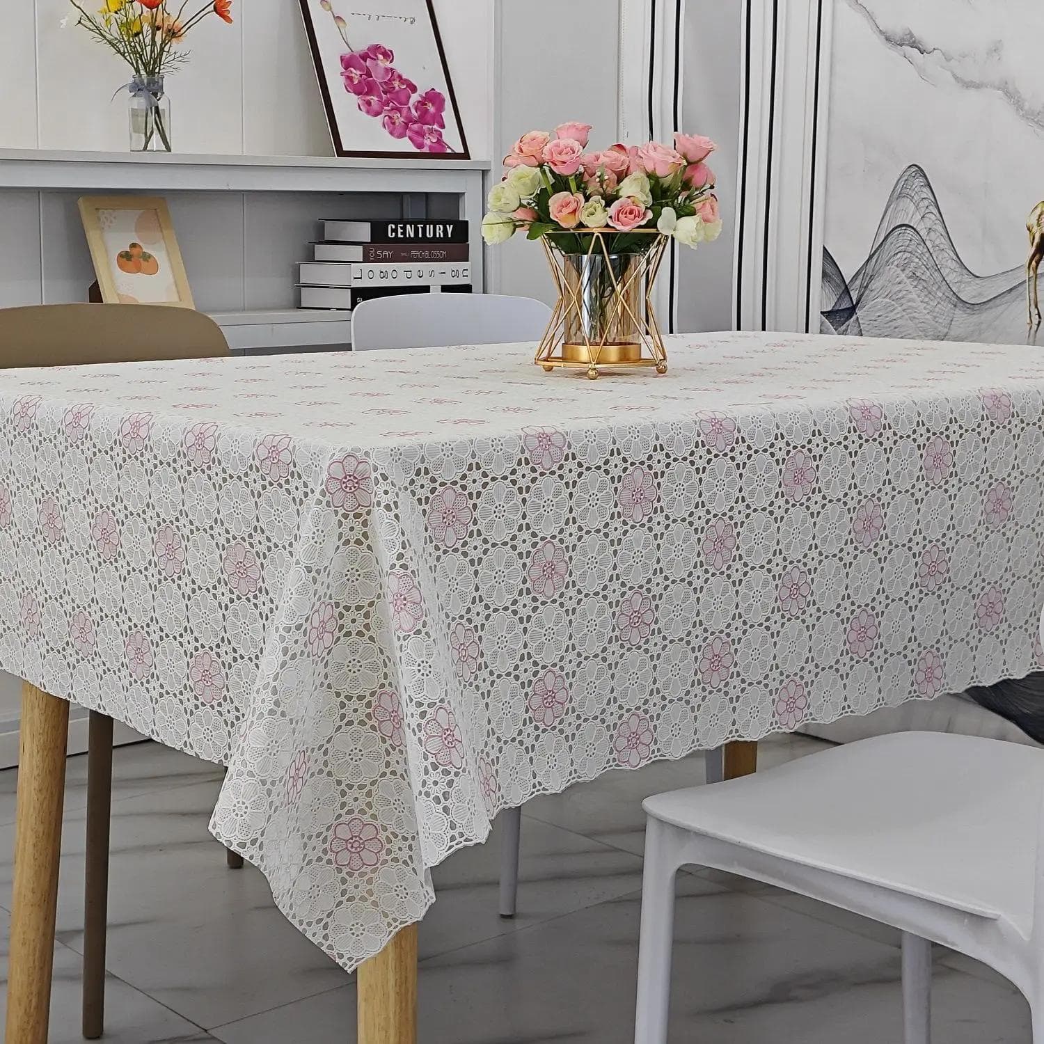 PVC Printed Square Tablecloth Waterproof Oil Resistant Washable Table Cloth Home Minimalist Dining Table Coffee Table Cover 60 x 60 cm