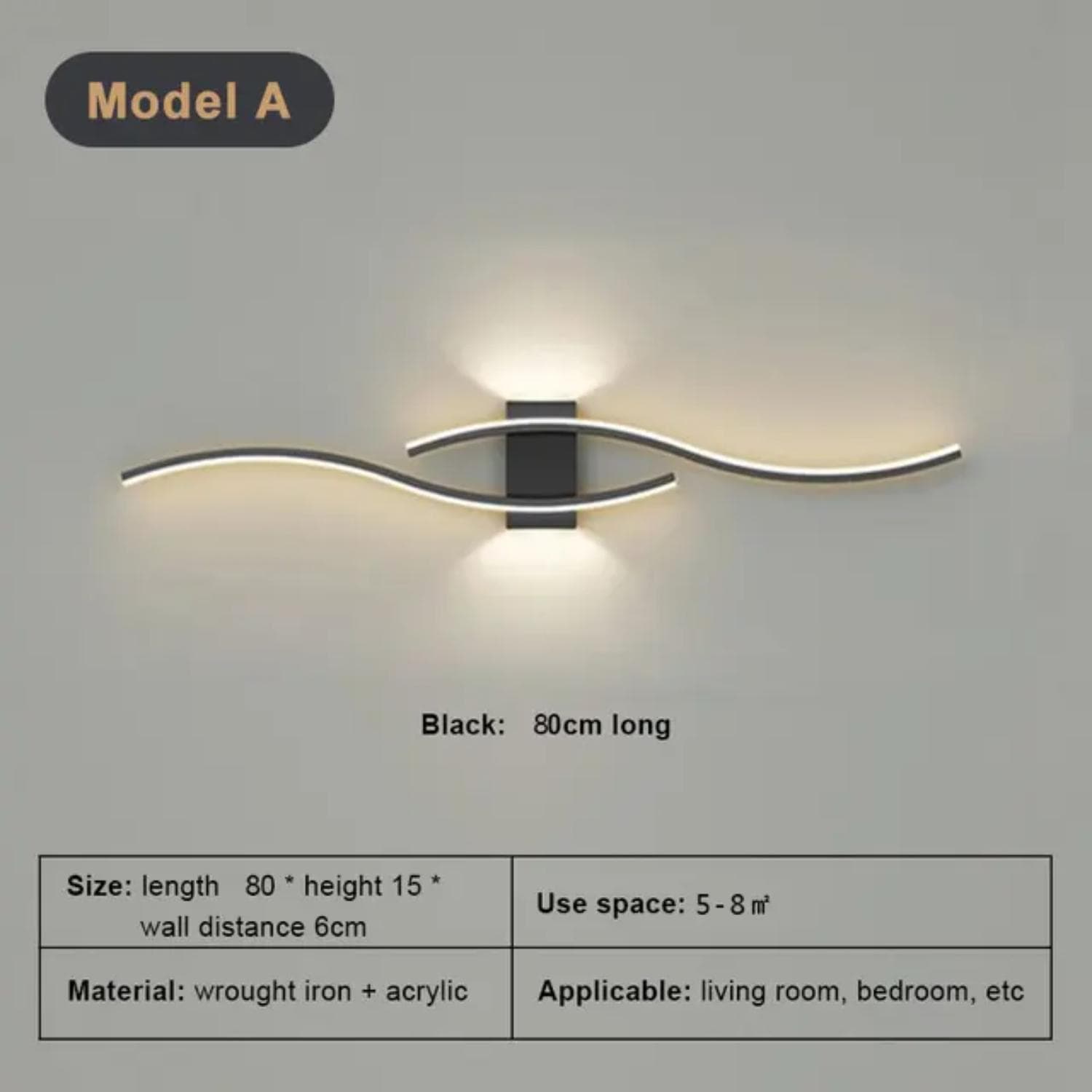 New Stylish Elegant Modern Black LED Wall Light - Chic Contemporary White Interior Lamps - Sleek Indoor Decor Accent for Living Cool White Light