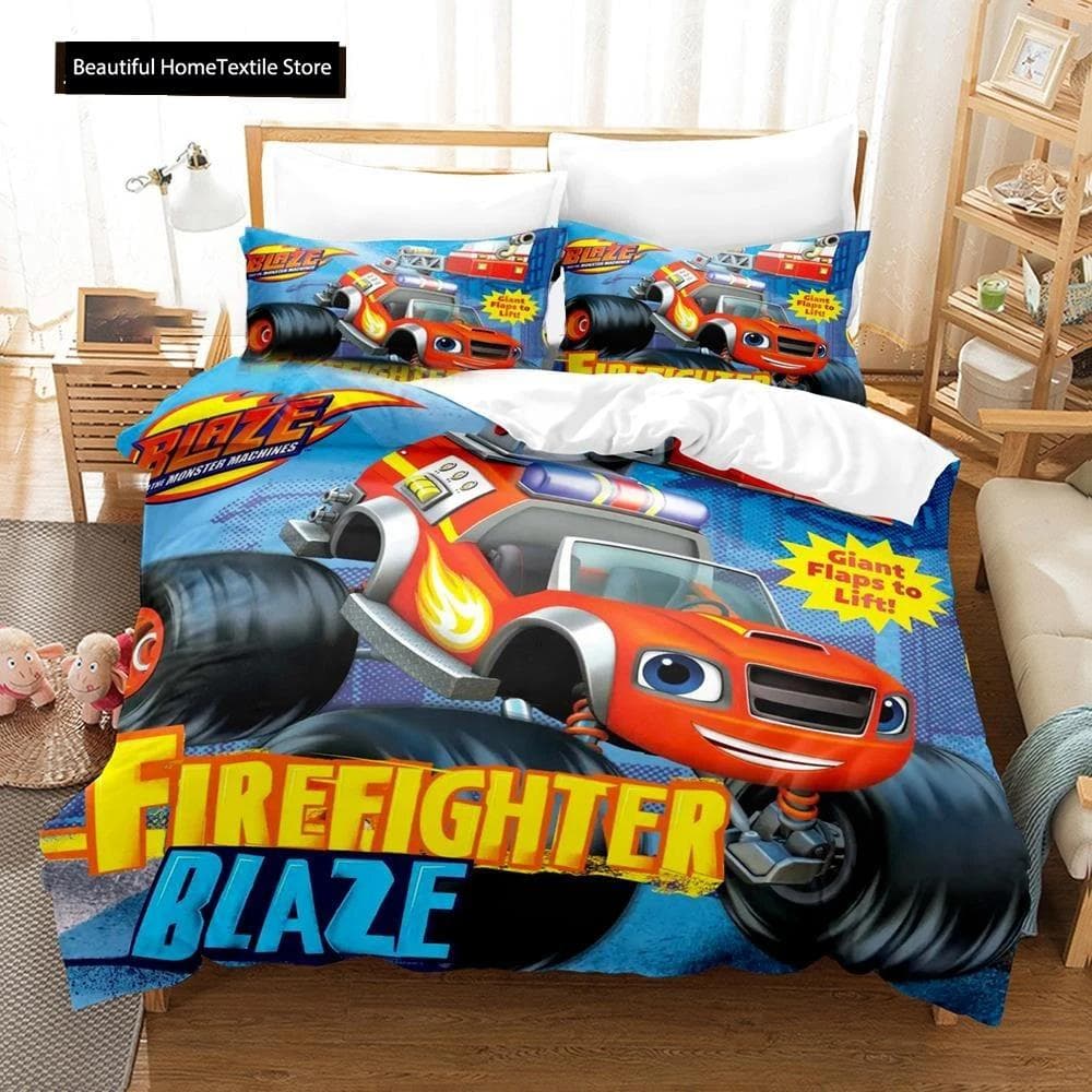 Cartoon Blaze And Monster Machines Speed Bedding Set Boys Girls Twin Queen Size Duvet Cover Pillowcase Bed Boys Adult 70x133cm 2pcs