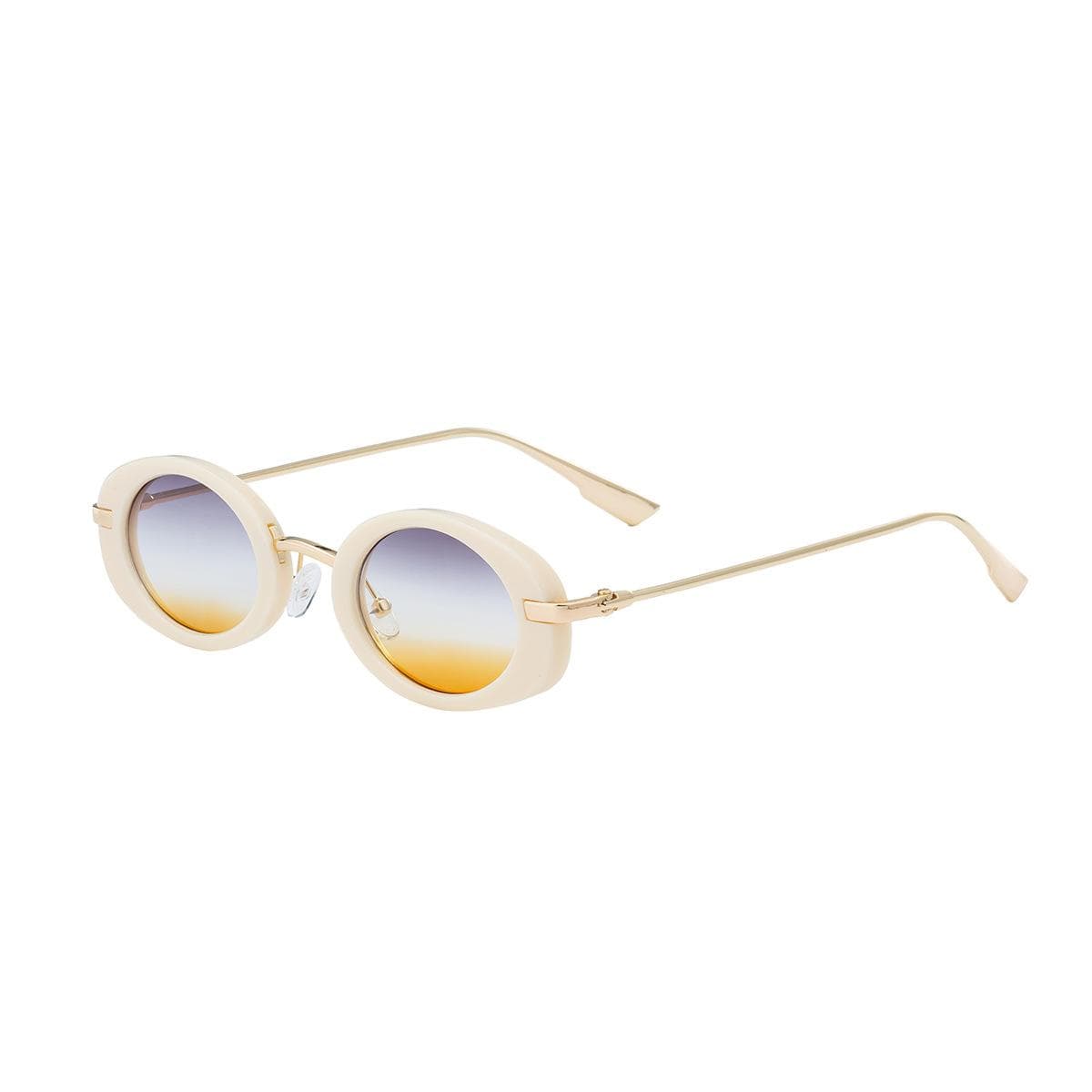 Women Small Oval Sunglasses Fashion Retro Metal Sun Glasses Trendy Outdoor Shades UV400 Eyewear Luxury Brand 1PC
