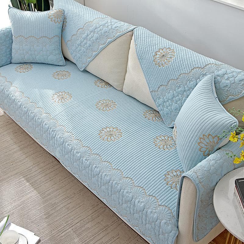 Double-sided Cotton Embroidery Sofa Covers Cushion Four Seasons Sofa Towel Modern Living Room Corner Couch Cover Armrest Towel 90x90cm 1pcs