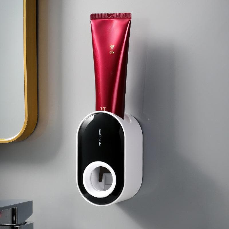 1pc, Toothpaste Squeezer, Mount Automatic Toothpaste Dispenser, Toothbrush Holder, Bathroom Accessories black