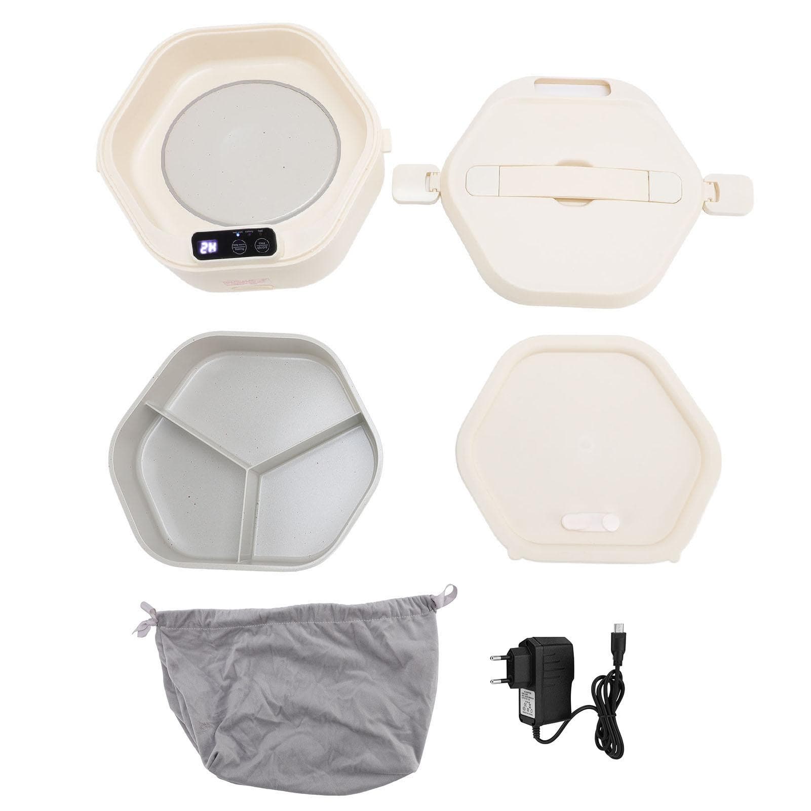 Electric Lunch Box Multifunctional Adjustable Porcelain Liner Cordless Portable Food Warmer for L