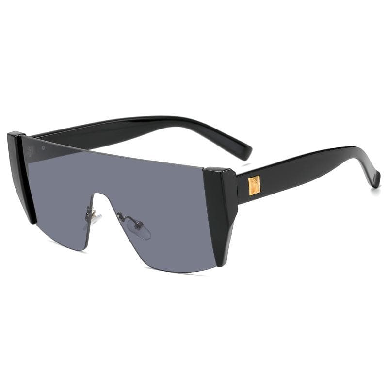 Flat Top Square Sunglasses Women Designer Punk Mirror Shield UV400 Coating One Piece Eyewear Classic Shades As Picture