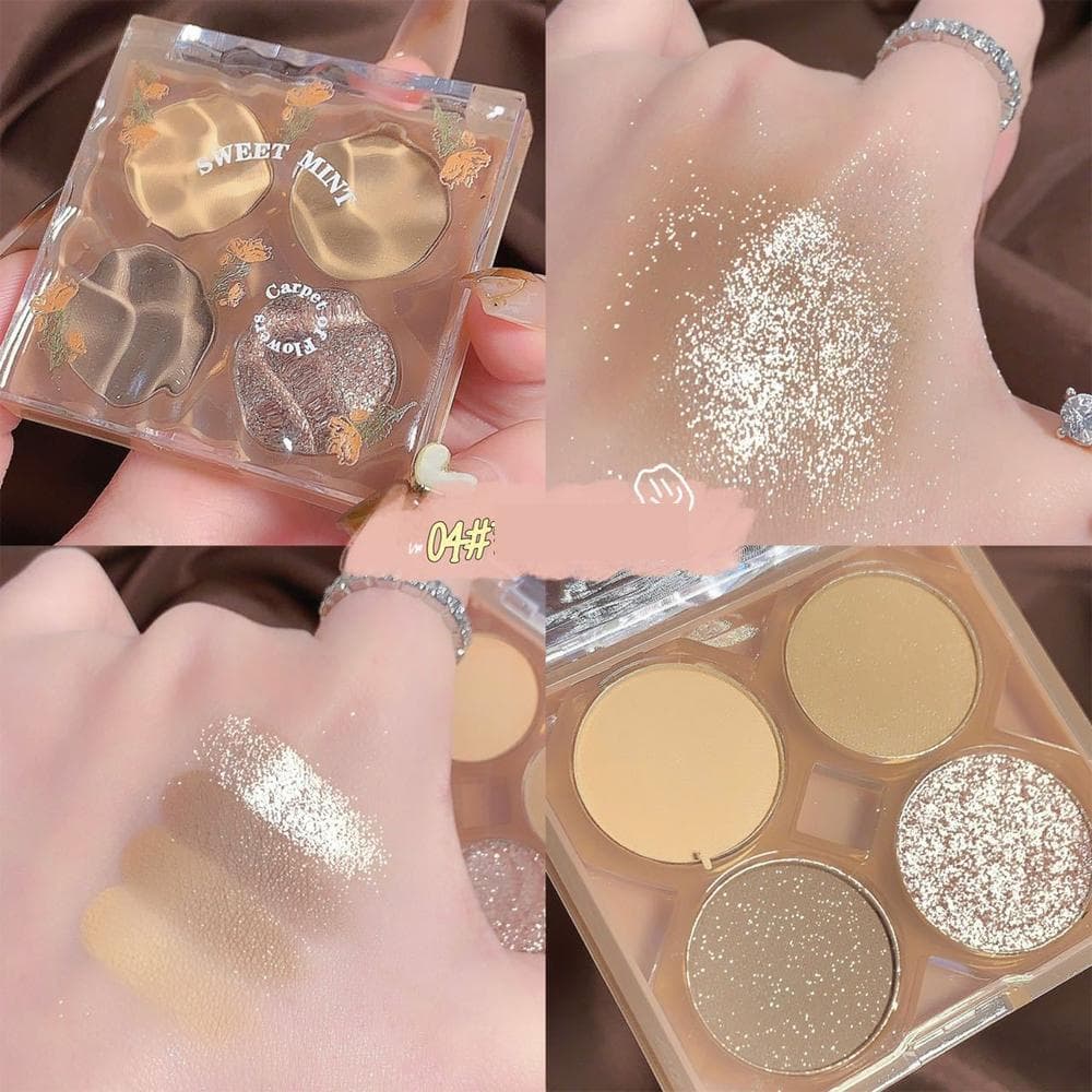 Four-color Eye Shadow Water Ripple Eyeshadow Palette With Pendant Long Lasting Waterproof Eye Makeup Cosmetics