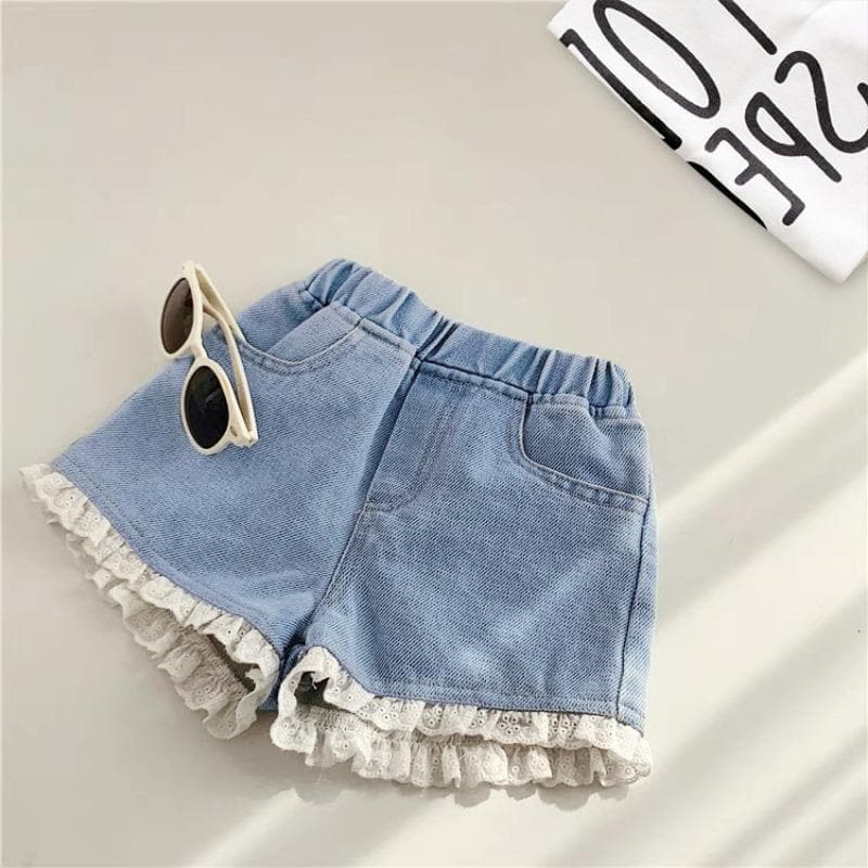 Summer Kids Short Denim Shorts for Girls Fashion Girl Short Princess Jeans Children Pants Girls Shorts Flower Girls Clothing 150cm