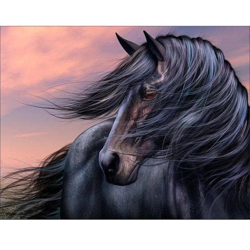 Diamond Embroidery Mosaic Painting Kits Wall Cross Sticker Dark Horse Picture Home Decor 20X30CM