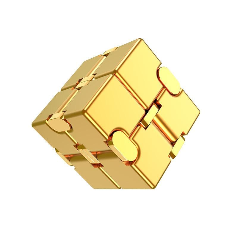 Fidget Infinity Cube Toy, Aluminum Alloy Metal Infinity Cube Gadgets Toys for Adults, Magic Cube for Stress Anxiety Relief 3.8*3.8*3.8cm gold
