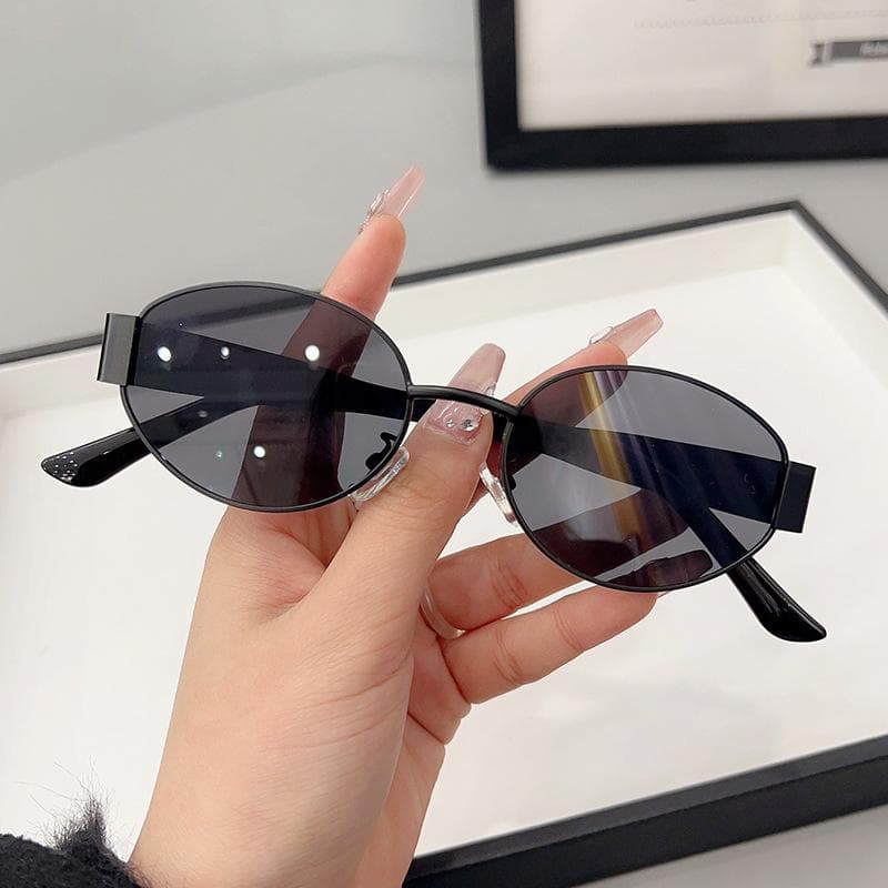 Retro Metal Frame Oval Sunglasses for Women Men Designer UV400 Luxury Small Sun Glasses Driving Aviation Shades as picture