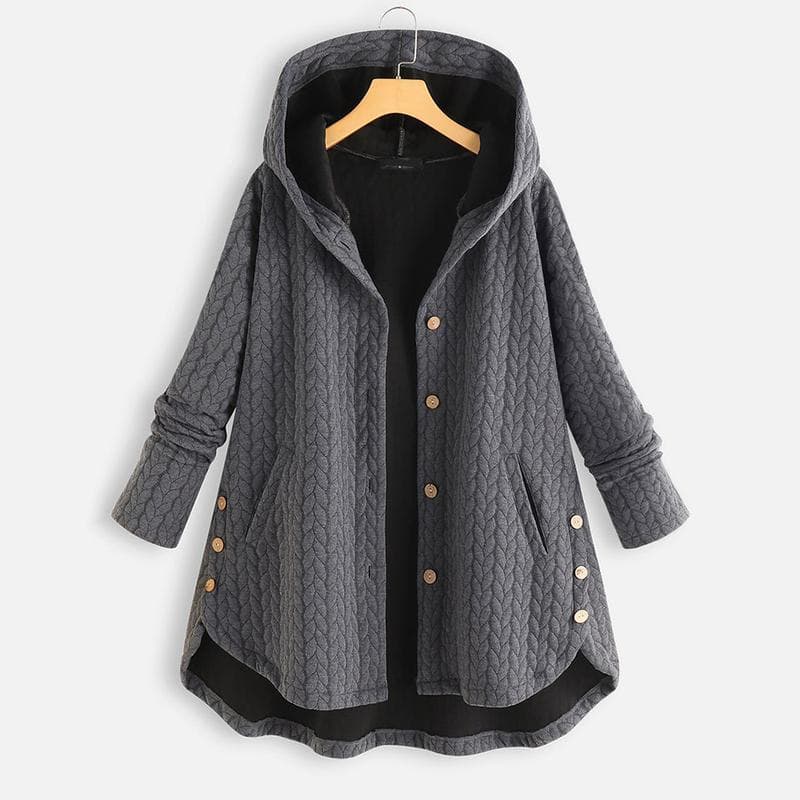 M-8XL Women's Spring and Autumn Long Hooded Ladies Casual Women's Regular Hooded Loose Jacket M grey