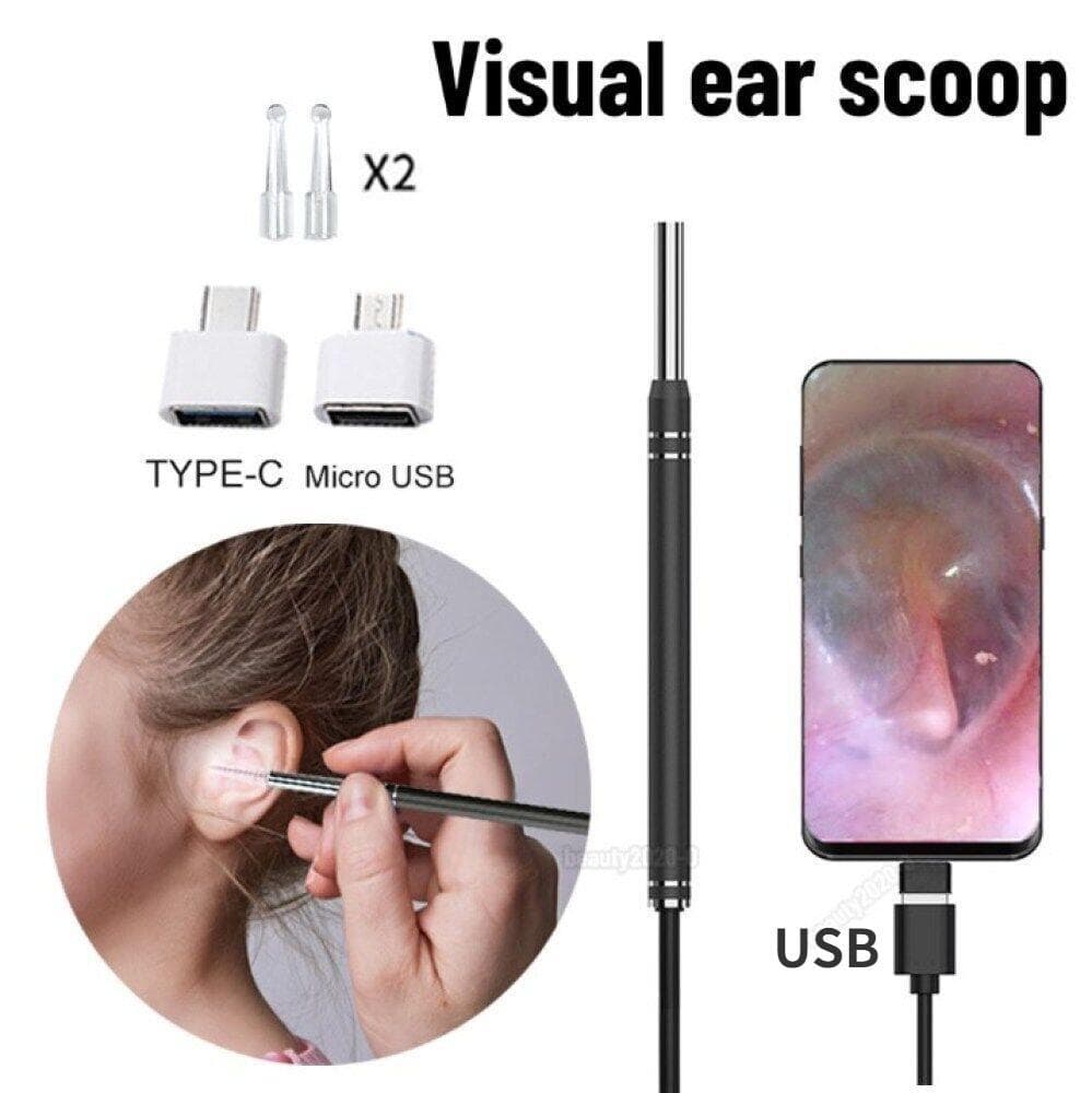 3 in1 5.5MM Ear Cleaning Endoscope USB Visual Earpick HD Camera Spoon Otoscope 3-in-1 Visible Ear Scoop