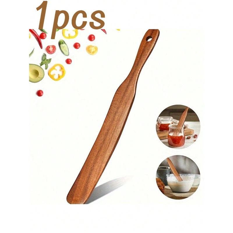 1pc Premium Teak Wood Spurtle - Narrow Design For Sourdough Starter, Mixing, And Reaching Jar Bottoms, Strong, Kitchen Utensil For Nonstick Cookware 28*3cm-1pcs multicolour