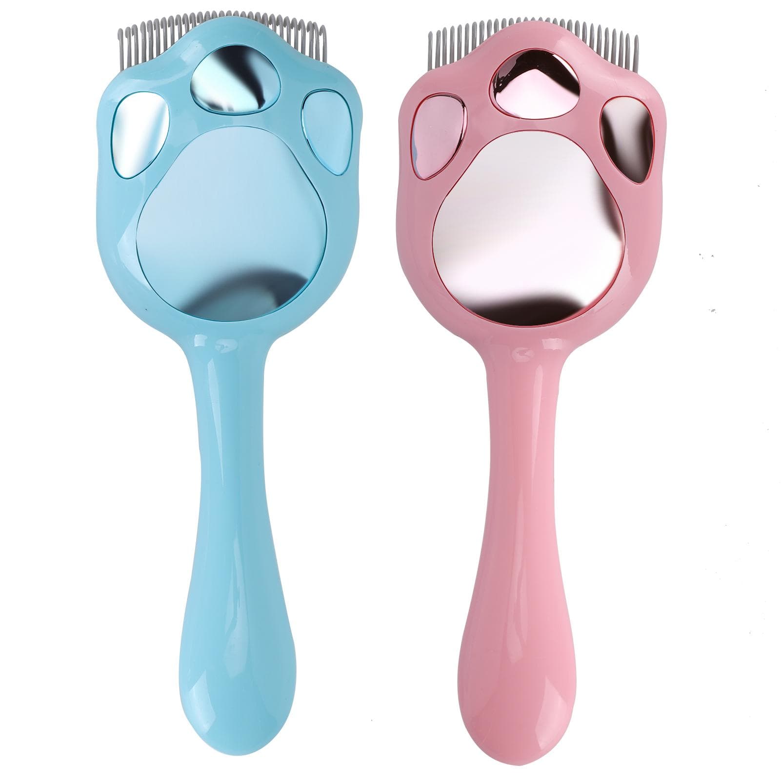 Cat Hair Shell Comb Deshedding Dematting Brush Tangles Removal Comb Pet Grooming Tool(Pink Blue )