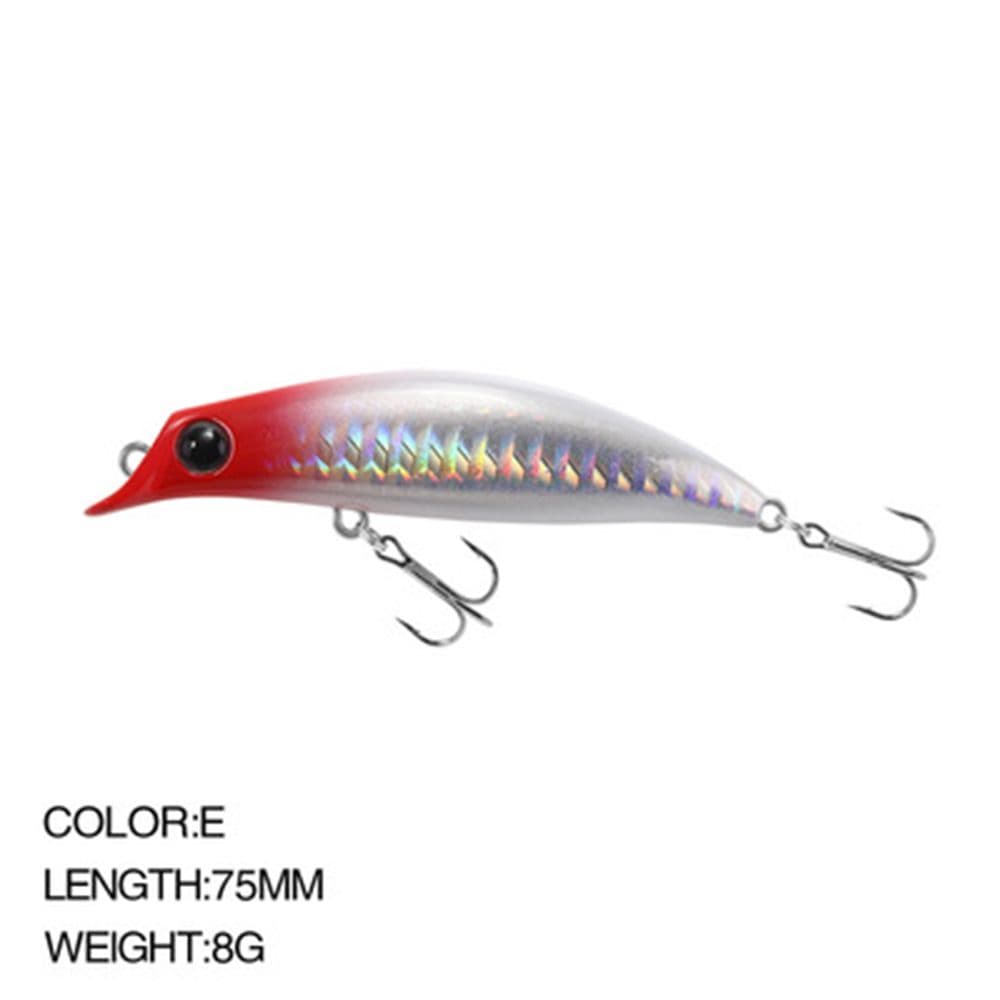 New Product 75mm 8g Minnow Fishing Lure Laser Hard Professional Seawater Long Casting Lure Sinking Wobblers Artificial Bait E