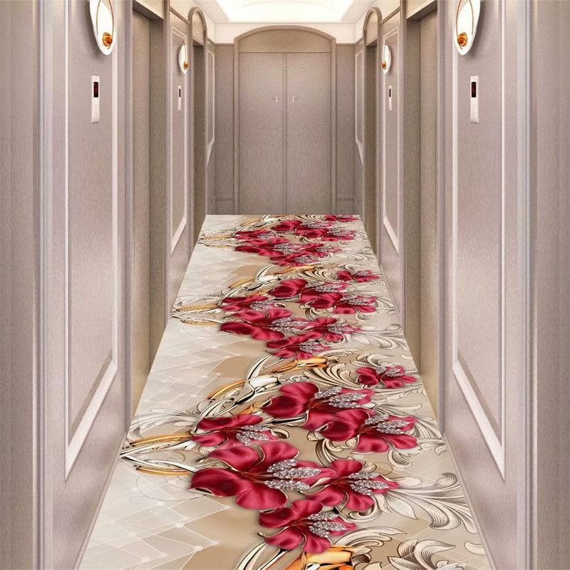 Golden Diamond Velvet Carpet Corridor Aisle Dirty Resistant Blanket Waterproof and Anti-slip Rugs for Living Room 100x300cm