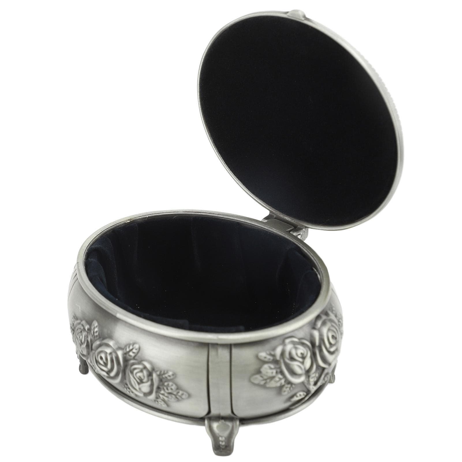 Jewelry Box Retro Rose Metal Oval Shaped Jewelry Storage Box Organizer for Ring Necklace Earrings