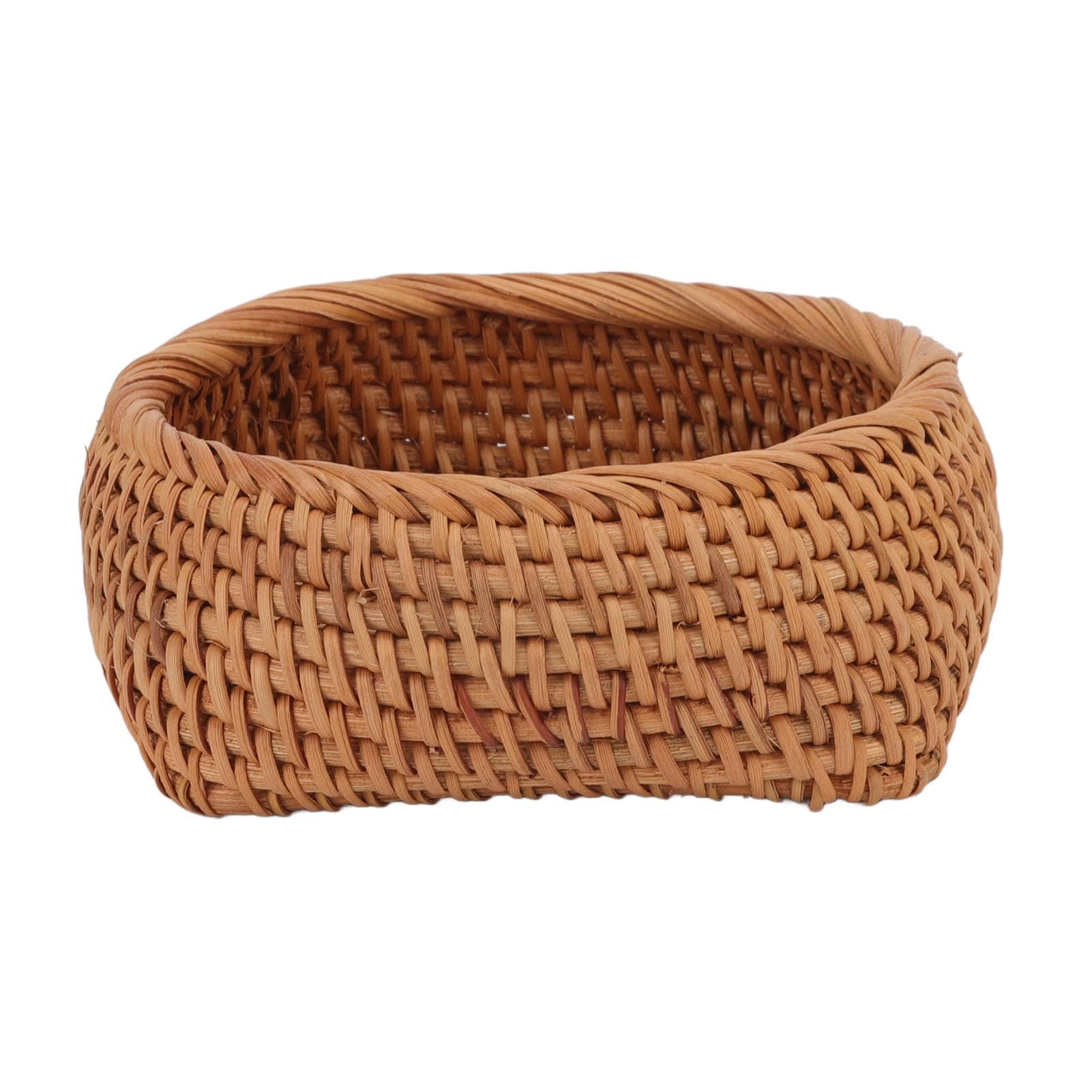 Rattan Storage Basket Hand Woven Simple Exquisite Rattan Organizer Storage Basket for Tea Sets M(315 X 180mm / 12.4 X 7.09in)