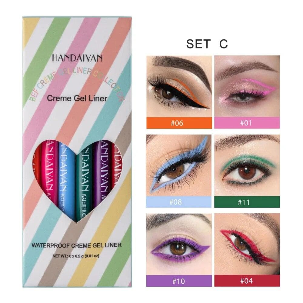 6Pcs Colored Eyeliner Set Waterproof Eyeliner Pencil Long Lasting Matte Glitter Eye Liner Makeup Cosmetics
