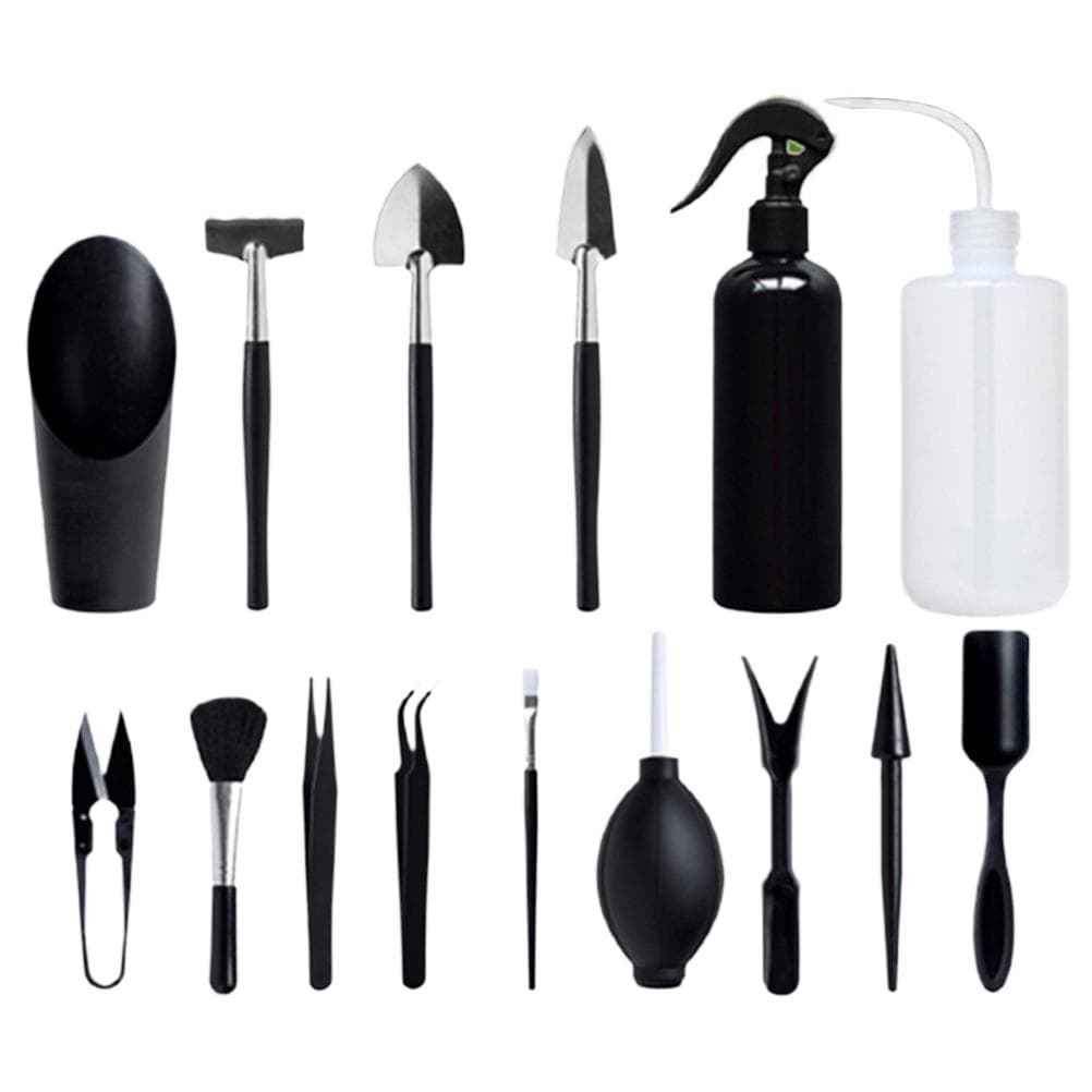 15PCS Heavy Duty Garden Tools Mini Gardening Hand Tools Set Gardening Tool Set Gardening Gifts black
