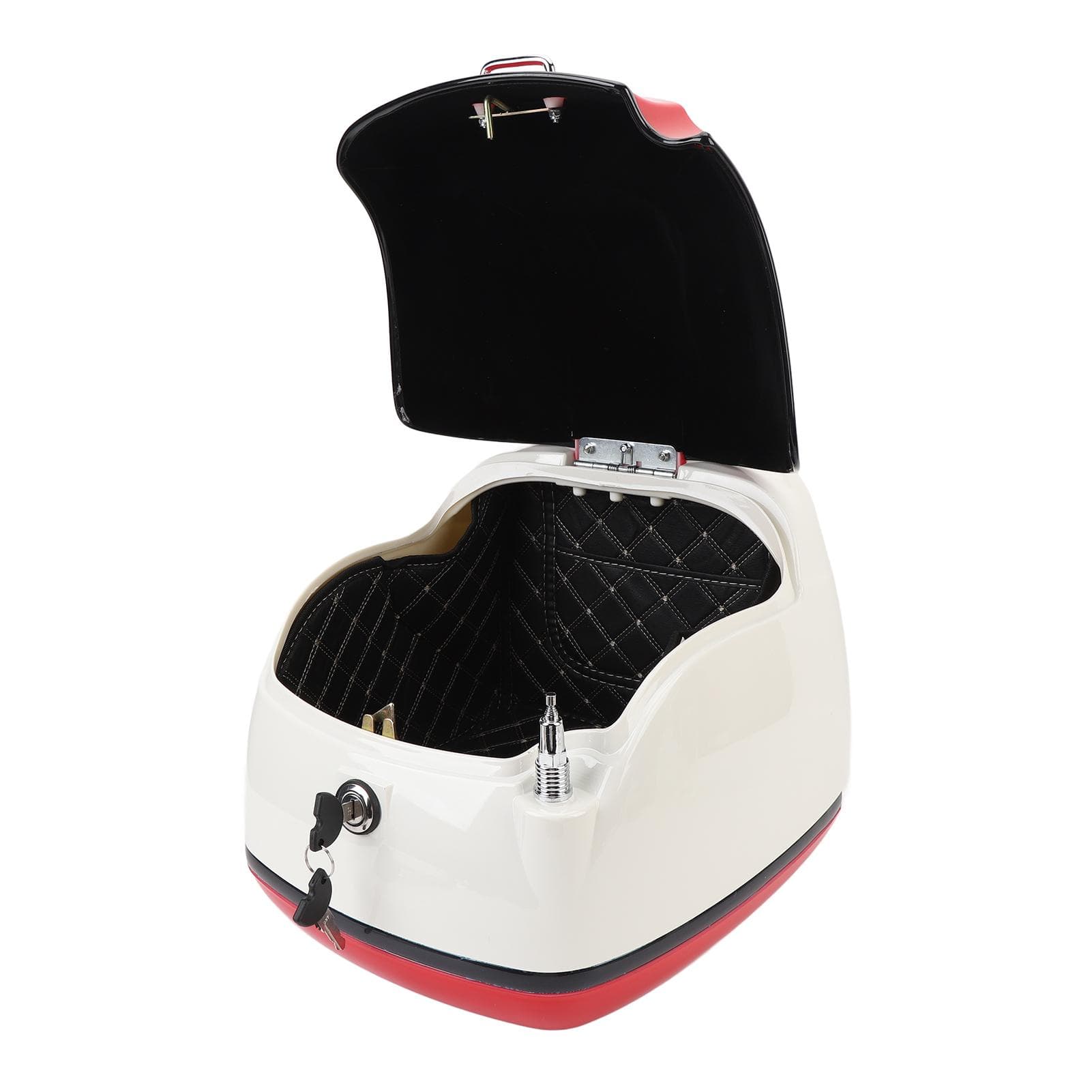 38L Motorcycle Top Case Fashionable Look Water Resistant Ample Space Trunk Top Box for Electric red/white