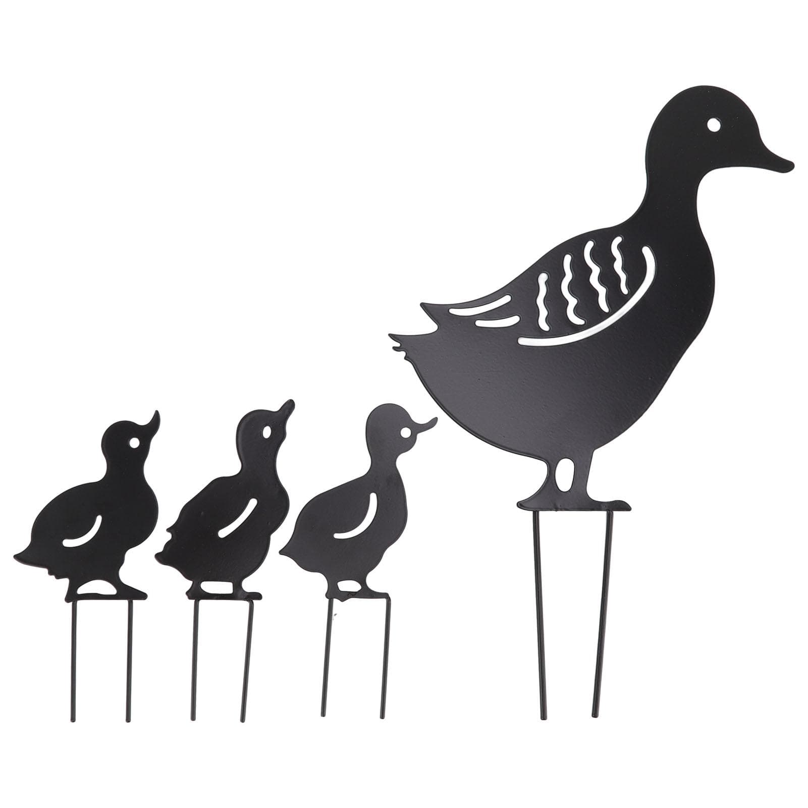 4Pcs Metal Duck Decorative Garden Stakes Cute Animal Hollow Design Black Iron Art Duck Decoration