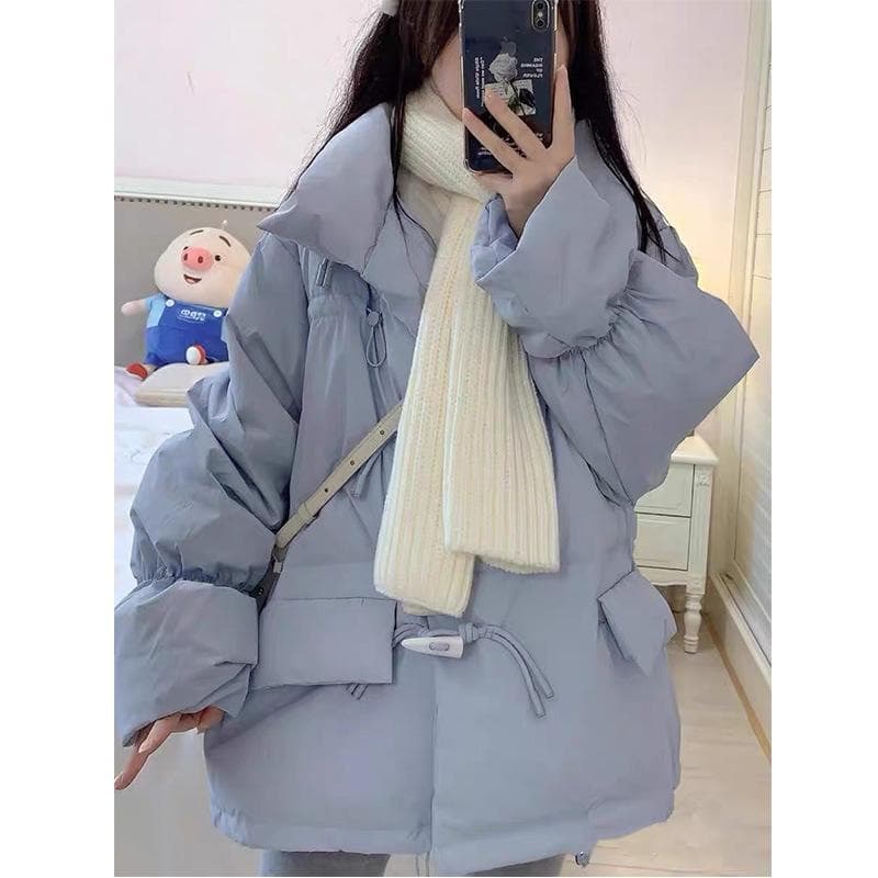 Corner Buckle Down Jacket Women's Winter Loose Stand-up Neck Bread Jacket XL